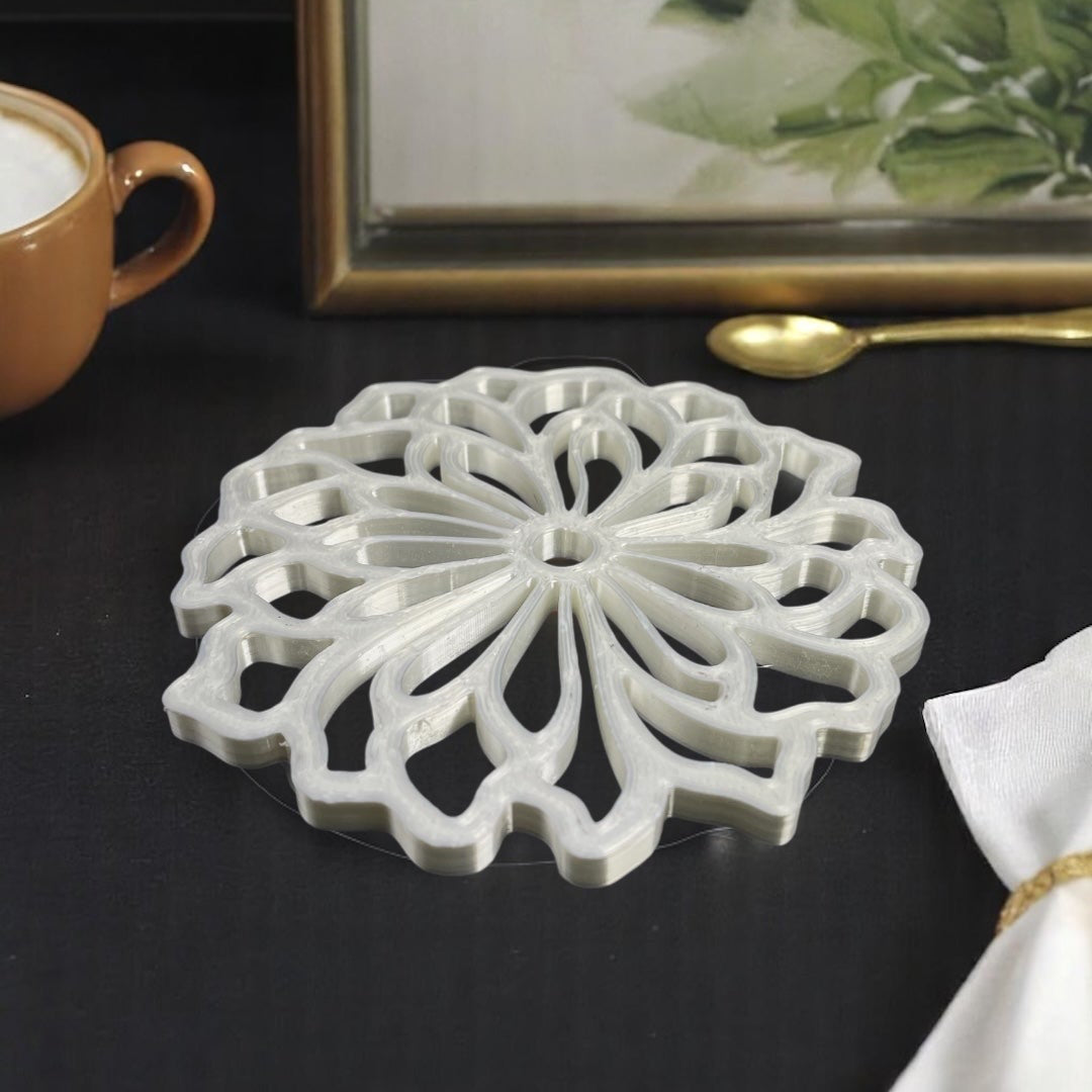 Flora Bloom 6'lı Çiçek Bardak Altlığı Seti | Dantel Tasarım