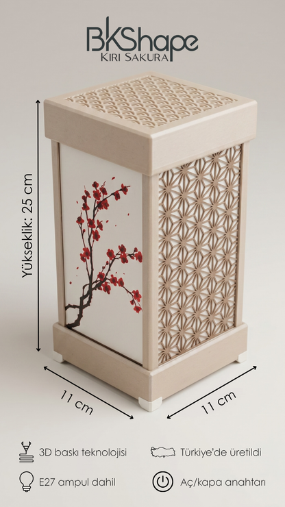 Kiri Sakura – El Yapımı Japon Andon Masa Lambası