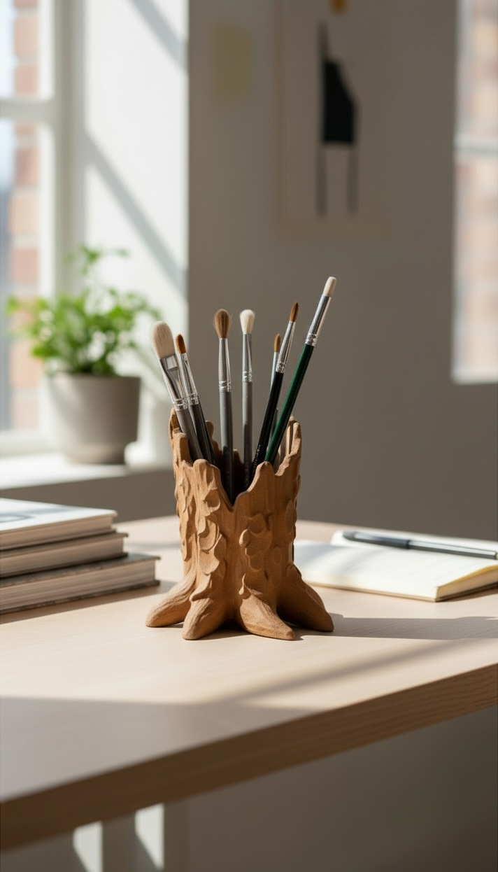 Timber Root Ağaç Kökü Kalem Organizer | Masaüstü Tasarım Aksesuarı