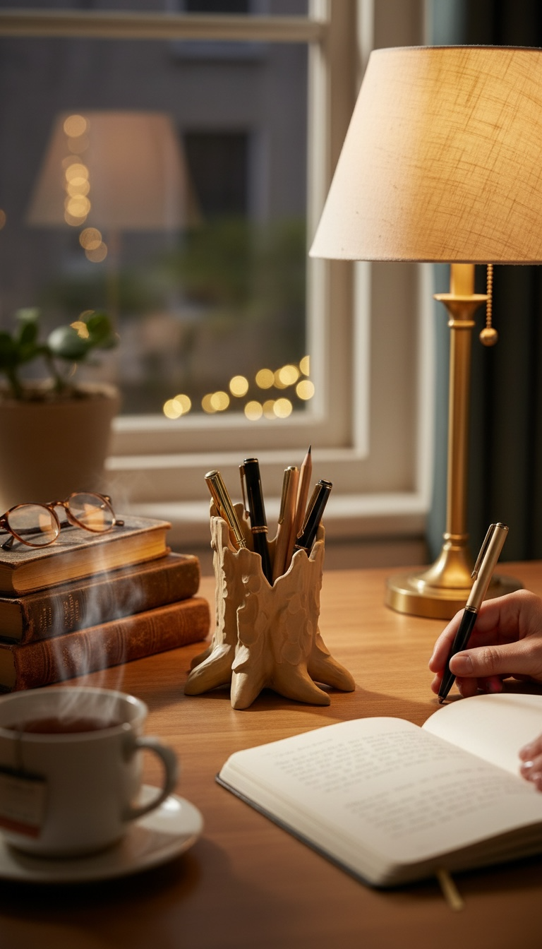 Timber Root Ağaç Kökü Kalem Organizer | Masaüstü Tasarım Aksesuarı
