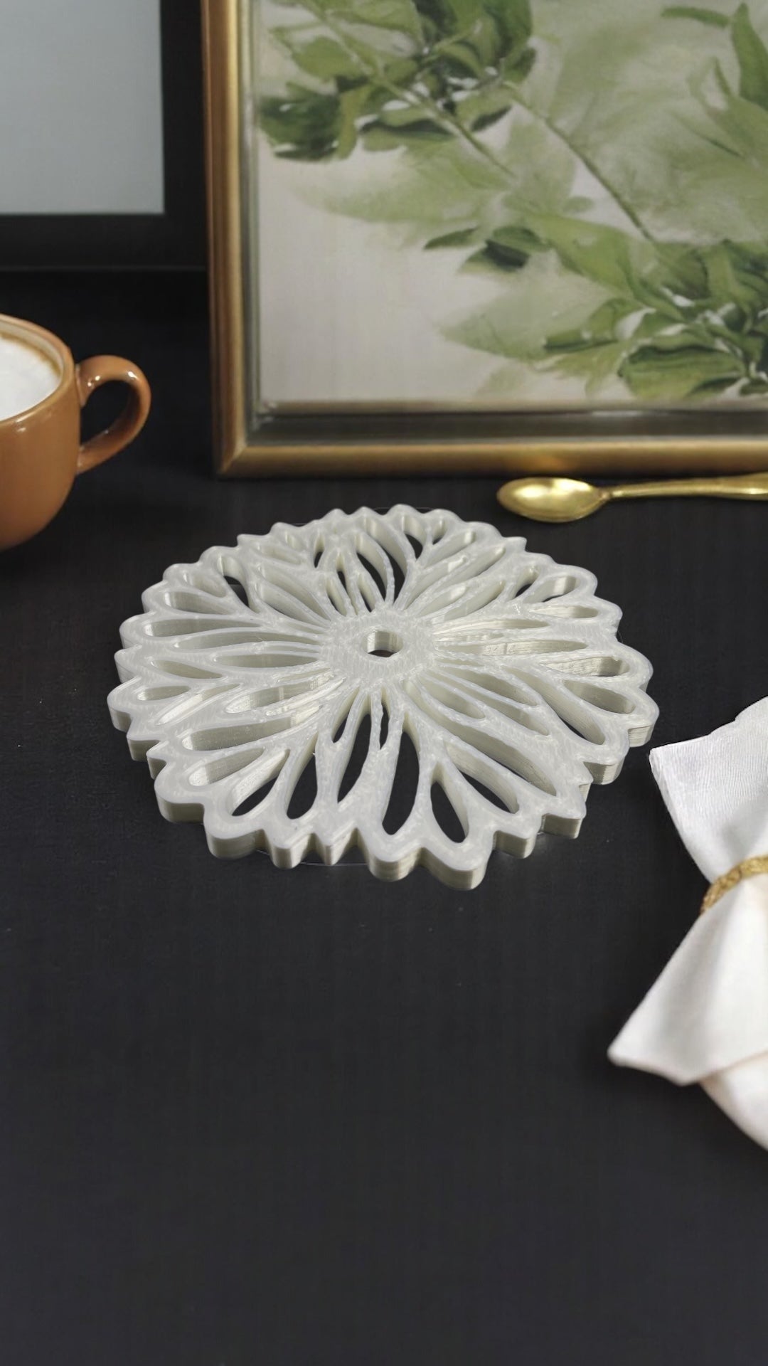 Flora Bloom 6'lı Çiçek Bardak Altlığı Seti | Dantel Tasarım