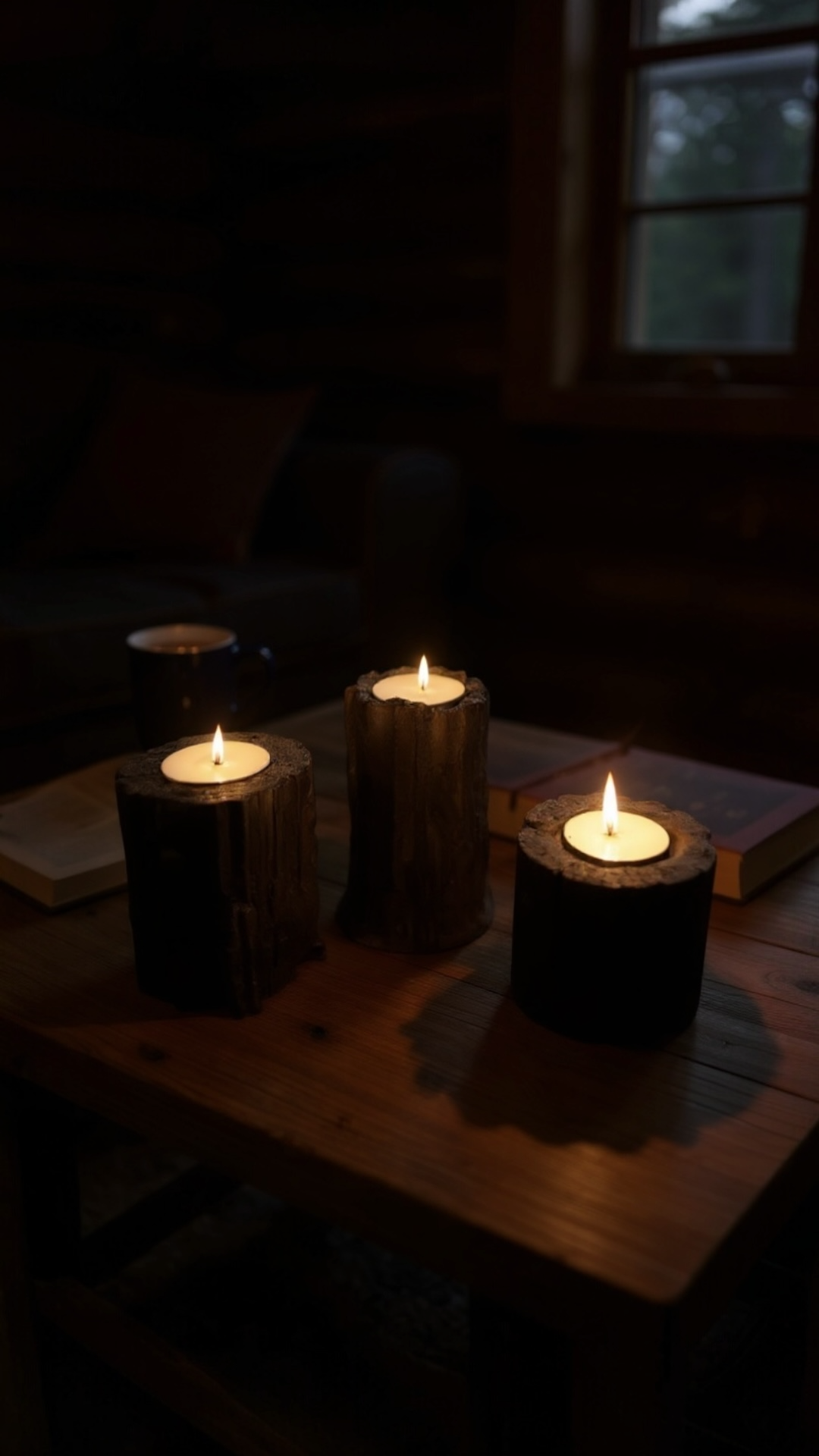 Lava Core Volkanik Kaya 3'lü Tealight Mumluk Seti | Dramatik Tasarım