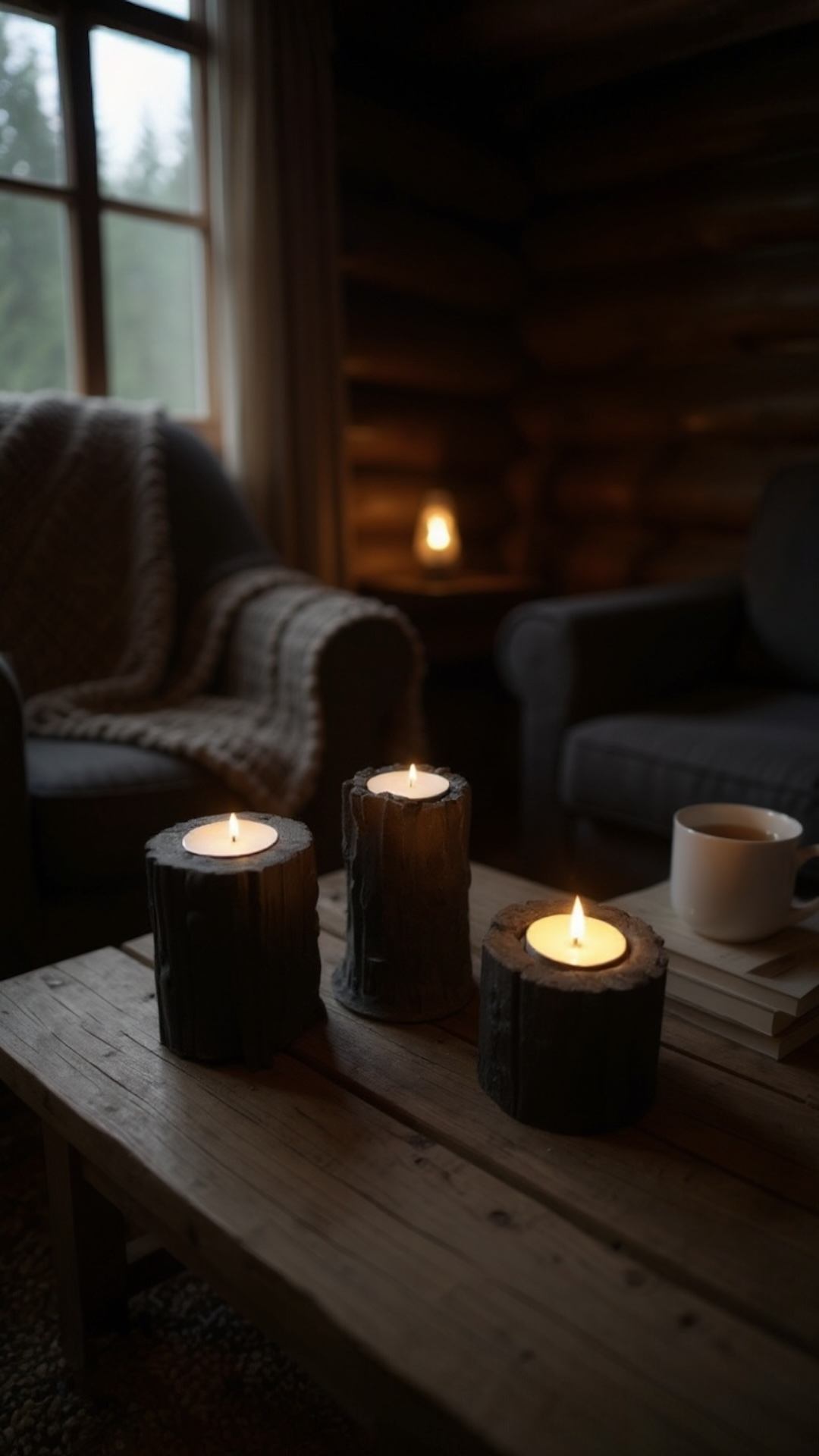 Lava Core Volkanik Kaya 3'lü Tealight Mumluk Seti | Dramatik Tasarım