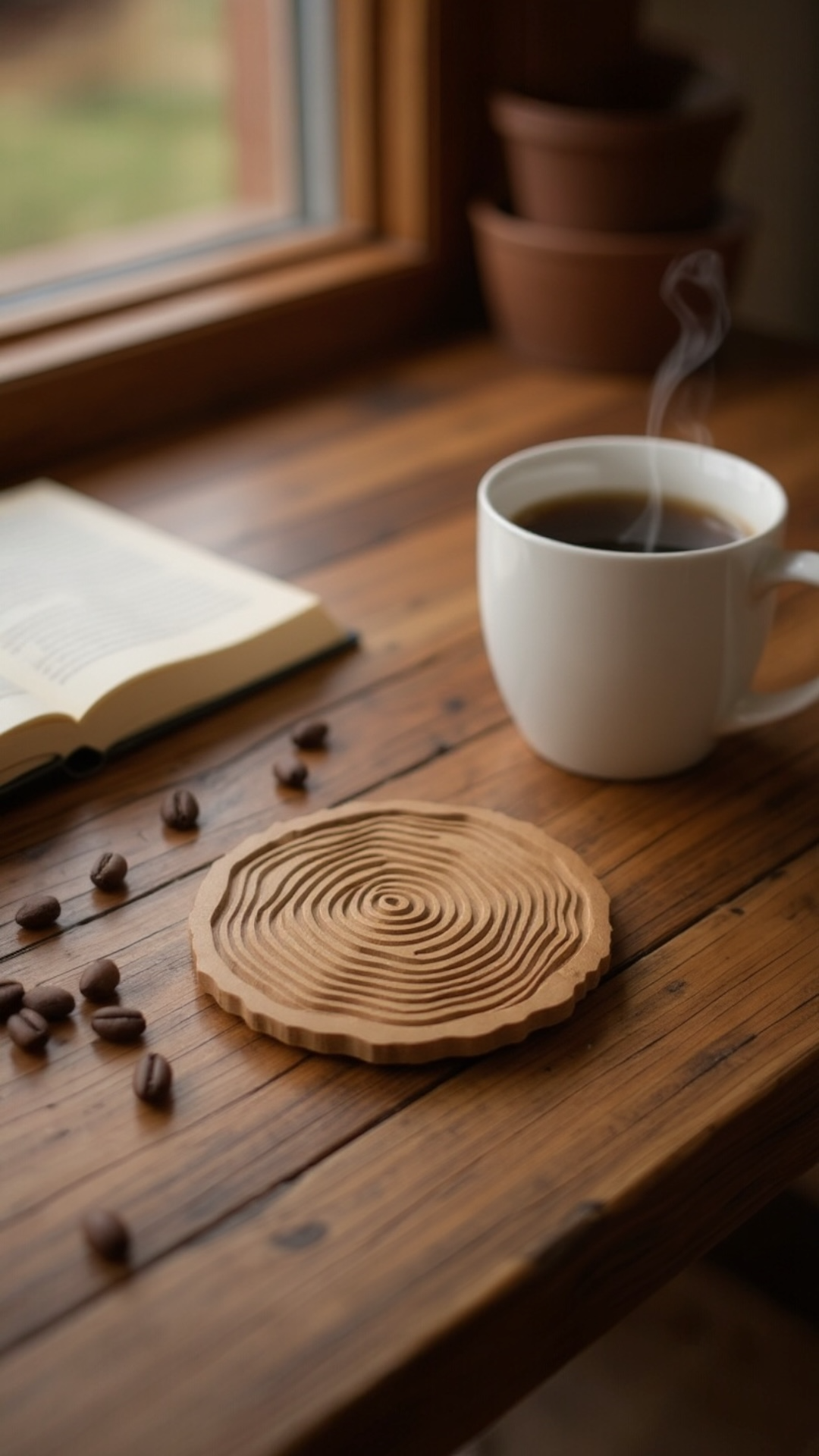 Timber Rings 4'lü Ağaç Halka Bardak Altlığı | Doğal Ahşap