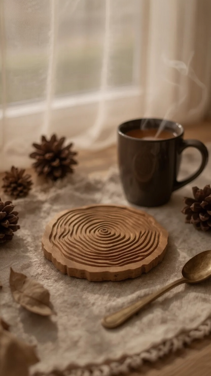 Timber Rings 4'lü Ağaç Halka Bardak Altlığı | Doğal Ahşap