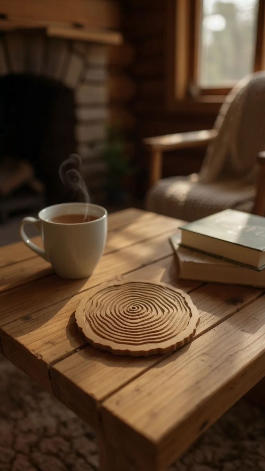 Timber Rings 4'lü Ağaç Halka Bardak Altlığı | Doğal Ahşap