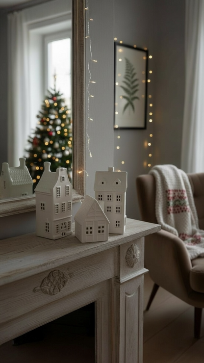 Christmas Cottage 3'lü Yılbaşı Evi Işıklı Dekorasyon Seti