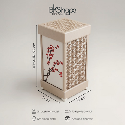 Kiri Sakura – El Yapımı Japon Andon Masa Lambası